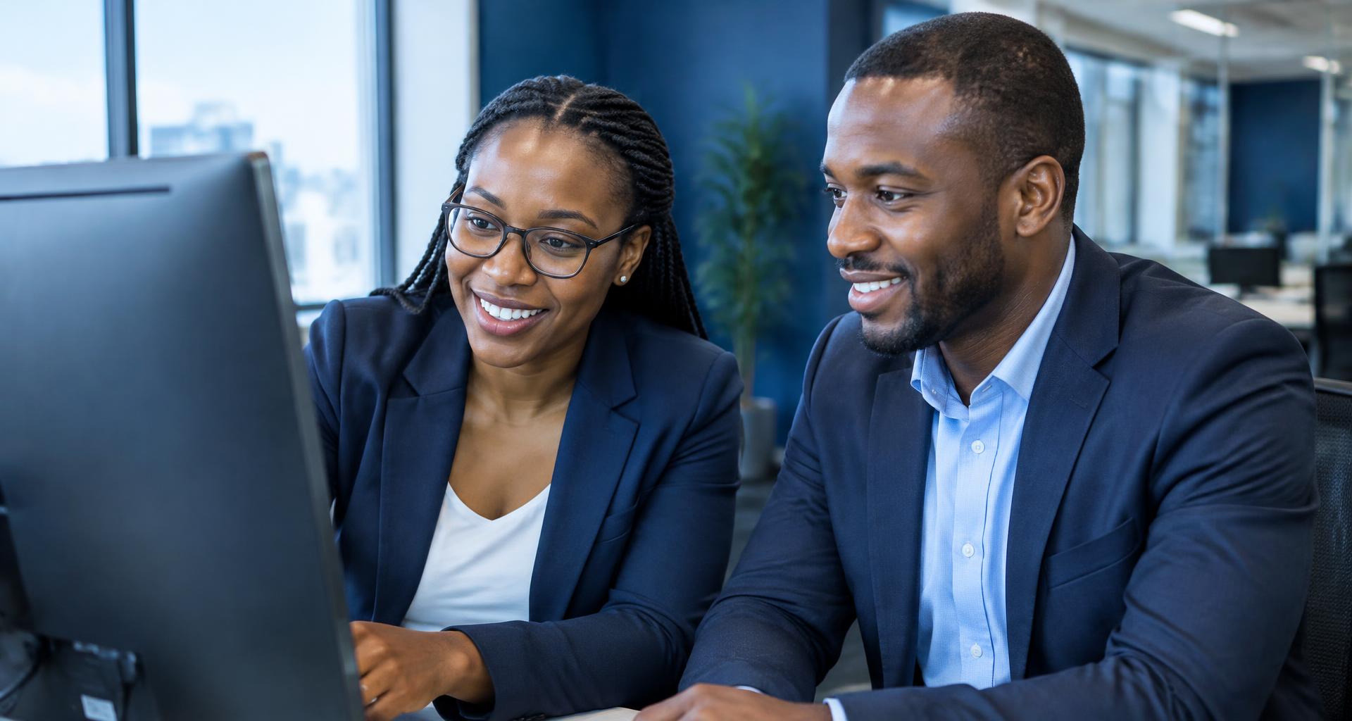 Kenyan business professionals collaborating on digital solutions